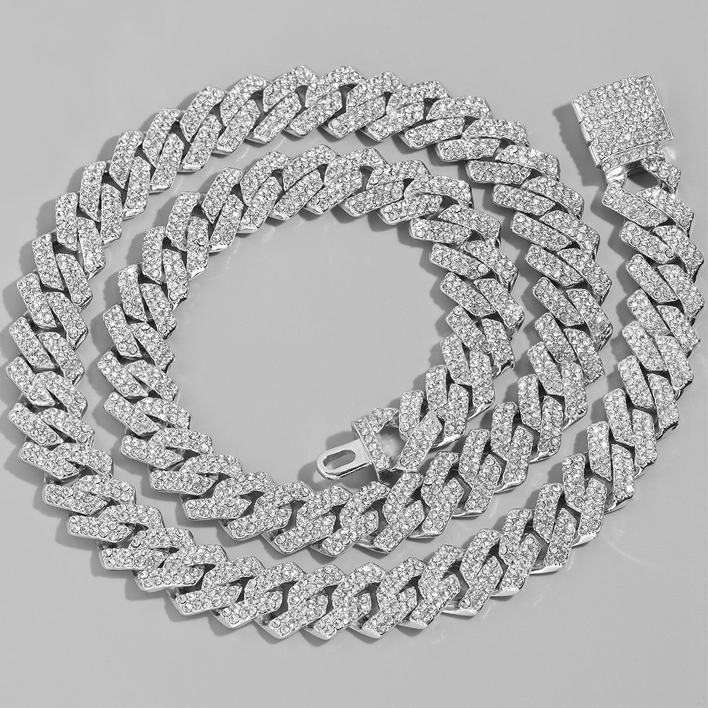 FASDECON Mens Cuban Link Chain,12mm Diamond Prong Cuban Link Chain Necklace Bracelet Iced Out Miami Cuban Link Chain for Men Women Hip Hop Jewelry