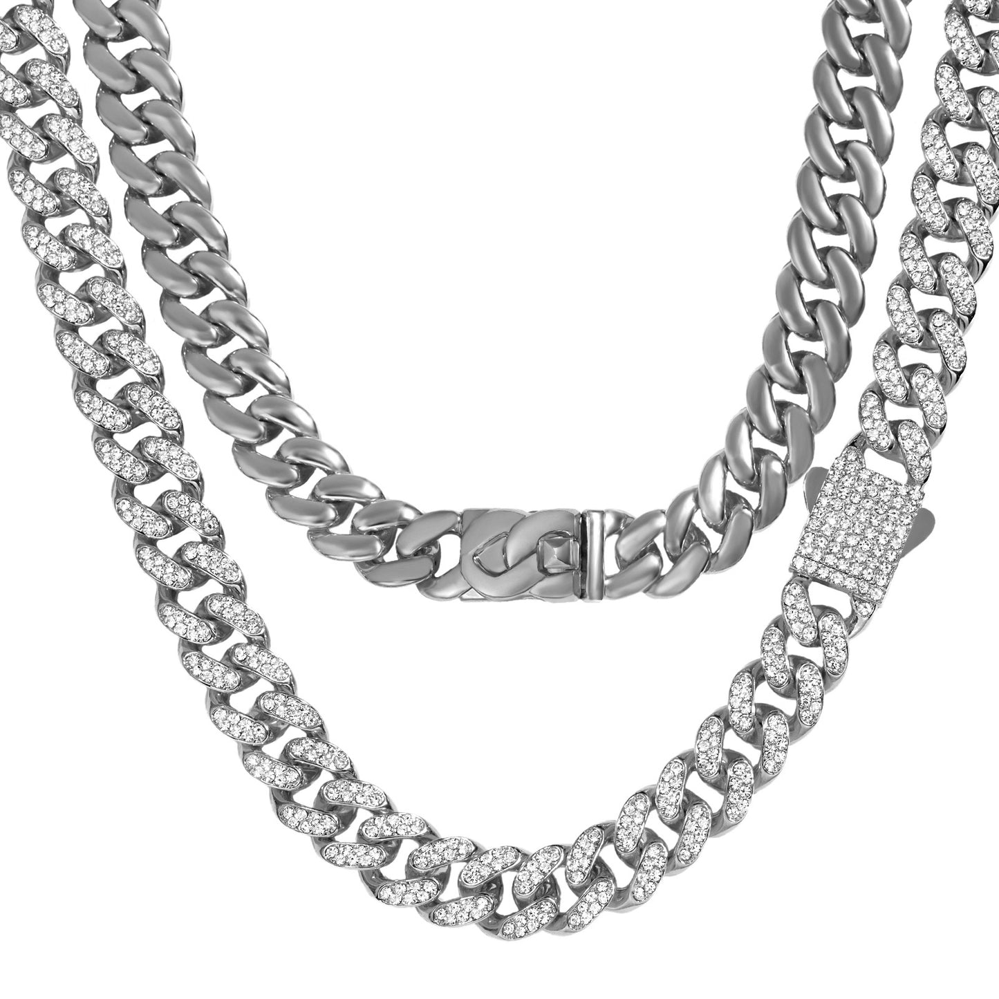 Miami Mens Cuban Link Chain Silver Gold Plated Bling Cuban