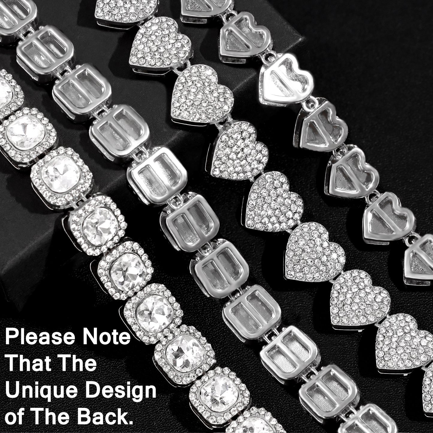 Iced Chain Heart Necklaces  Women Miami Cuban Link Chain